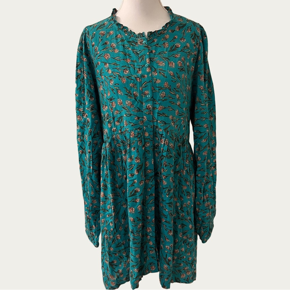 XIX Palms Teal Floral Flowy Puffy Sleeve Boho Dress Medium‎ - Picture 3 of 12